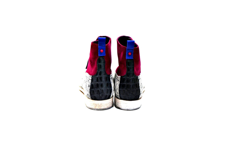Bota consisting of cotton fabric, suede and leather, leather sole. Handmade in Portugal "Walk with Pintta"