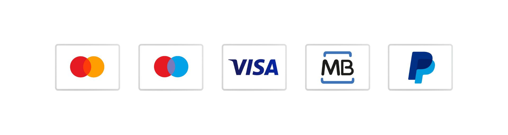 Visa, Maestro, Mastercard, Paypal